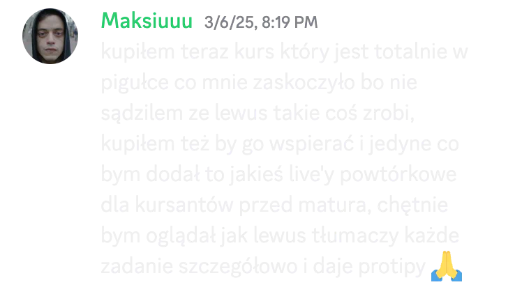 Opinia kursanta o kursie do matury podstawowej nr 51