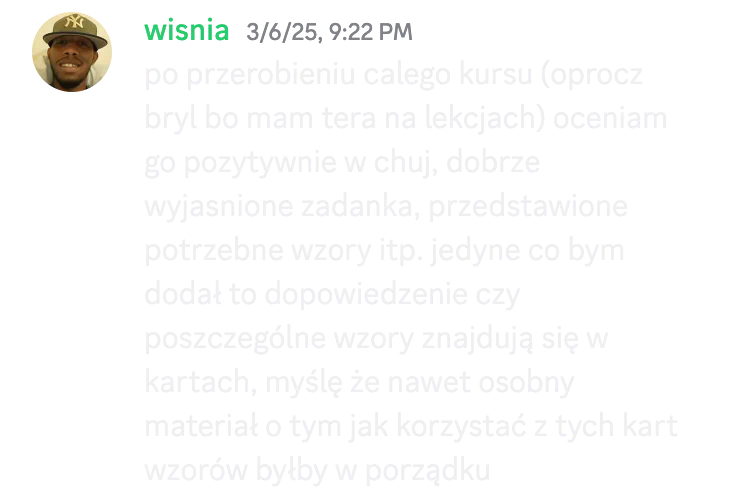 Opinia kursanta o kursie do matury podstawowej nr 50