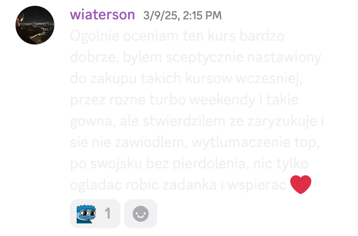 Opinia kursanta o kursie do matury podstawowej nr 49