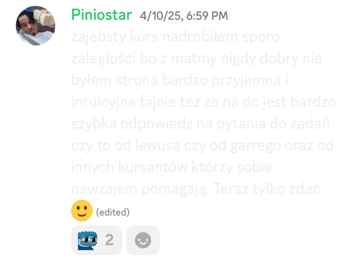 Opinia kursanta o kursie do matury podstawowej nr 46