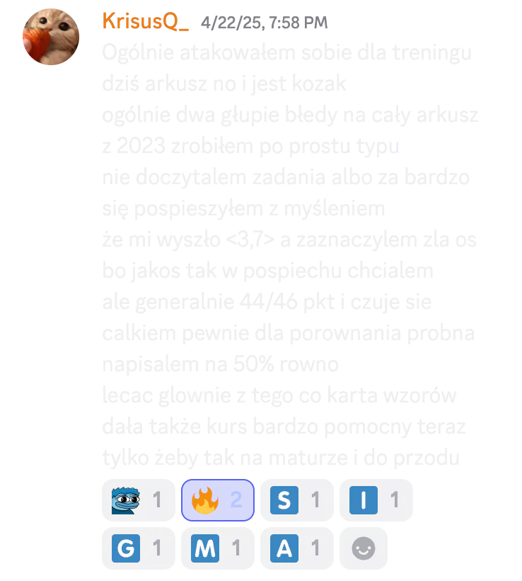 Opinia kursanta o kursie do matury podstawowej nr 45