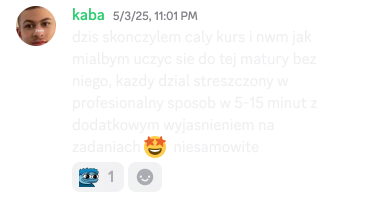 Opinia kursanta o kursie do matury podstawowej nr 44