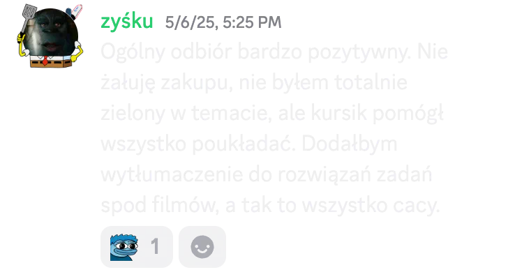 Opinia kursanta o kursie do matury podstawowej nr 38