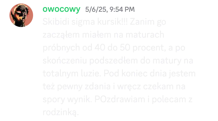 Opinia kursanta o kursie do matury podstawowej nr 33
