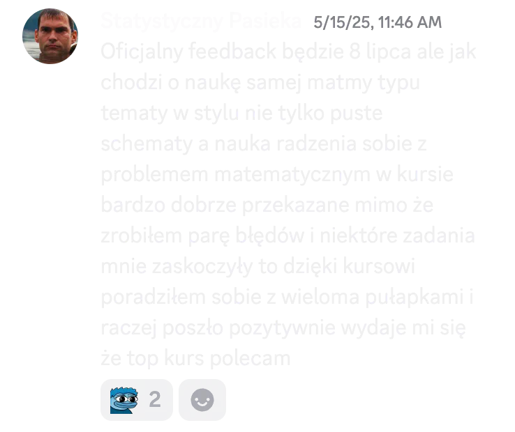 Opinia kursanta o kursie do matury podstawowej nr 31