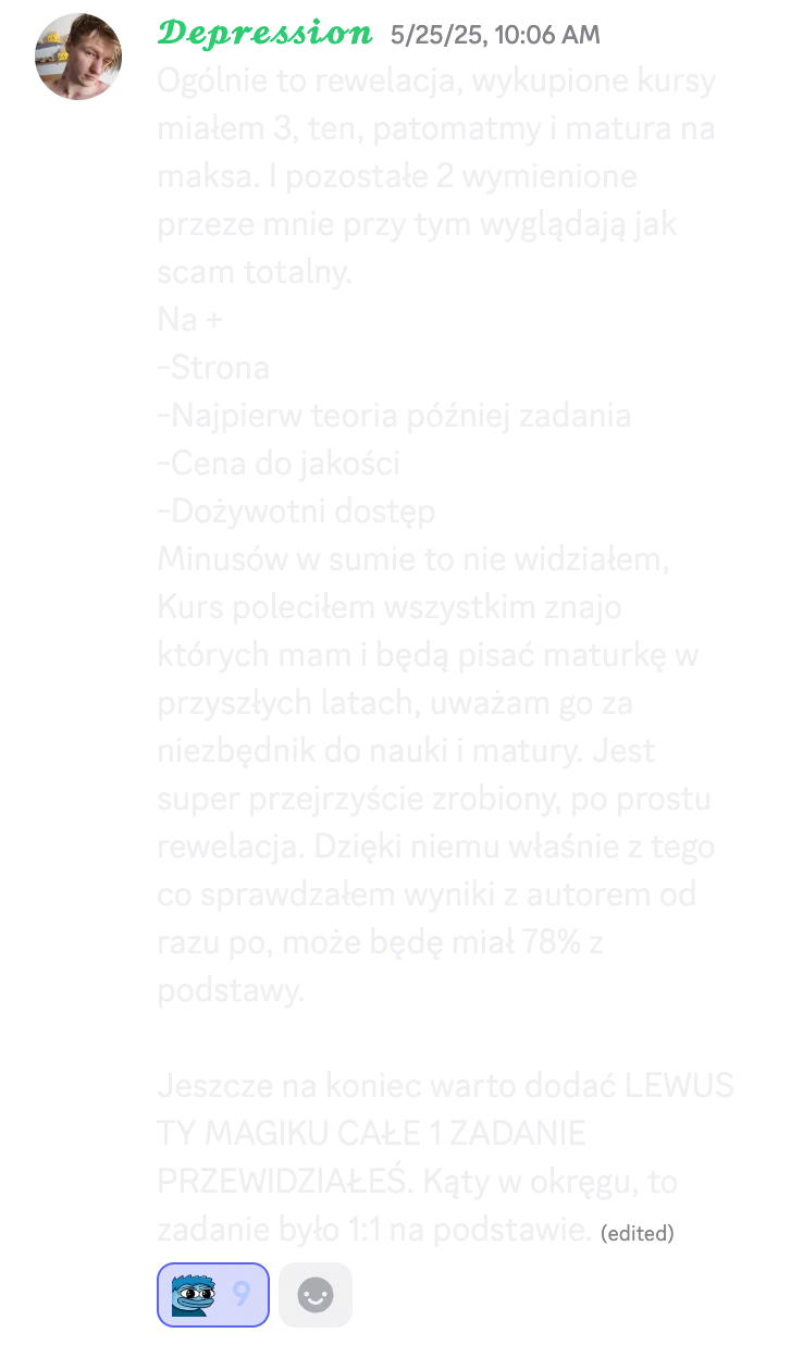 Opinia kursanta o kursie do matury podstawowej nr 7