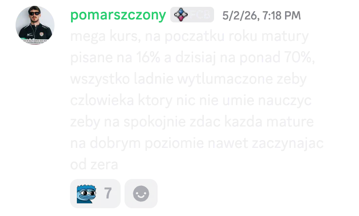 Opinia kursanta o kursie do matury podstawowej nr 28