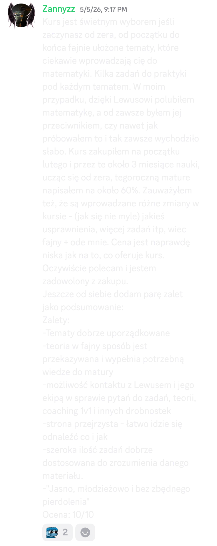 Szczegółowa opinia Zannyyza o kursie podstawowym