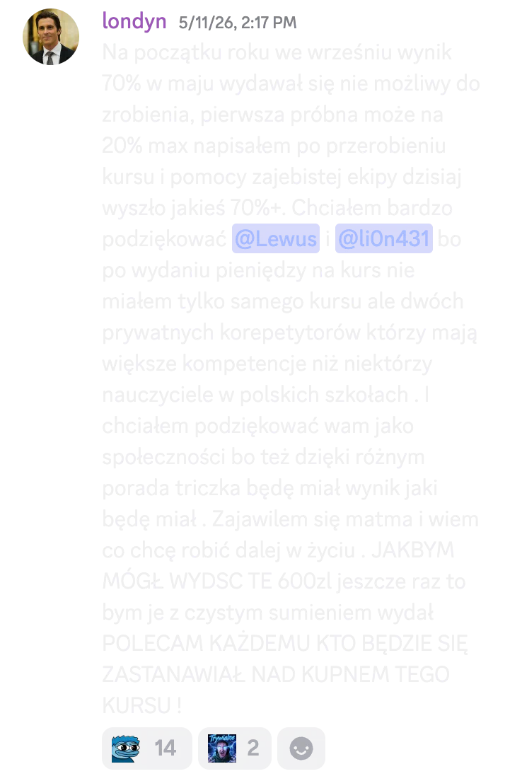 Opinia londyna o poprawie wyniku z około 20% do ponad 70%