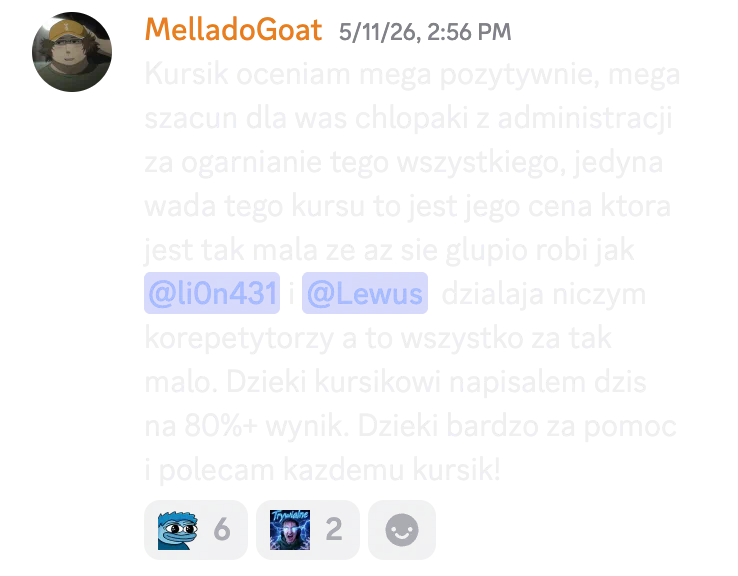 Opinia kursanta o kursie do matury rozszerzonej nr 3