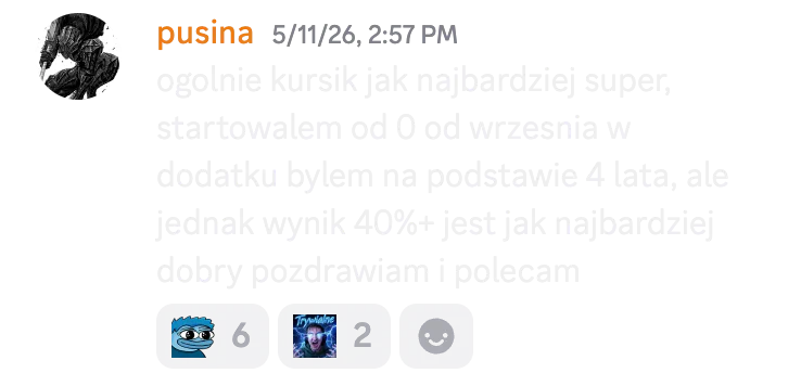 Opinia kursanta o kursie do matury rozszerzonej nr 31