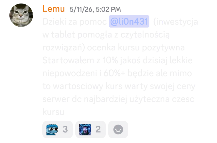 Opinia kursanta o kursie do matury rozszerzonej nr 29