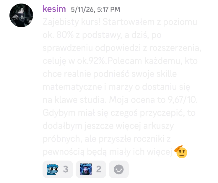 Opinia kursanta o kursie do matury rozszerzonej nr 2