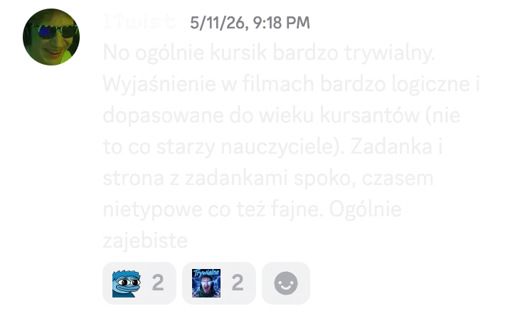 Opinia kursanta o kursie do matury rozszerzonej nr 24