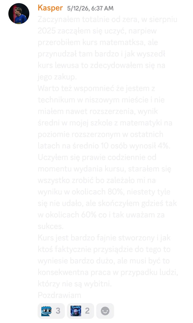 Opinia kursanta o kursie do matury rozszerzonej nr 20