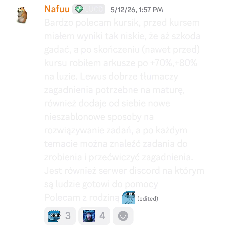 Opinia kursanta o kursie do matury rozszerzonej nr 7