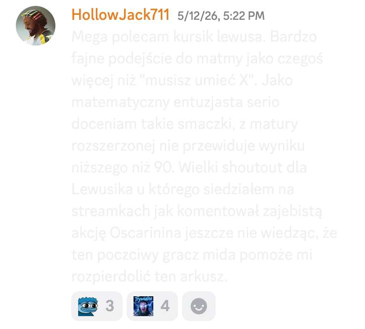 Opinia kursanta o kursie do matury rozszerzonej nr 19