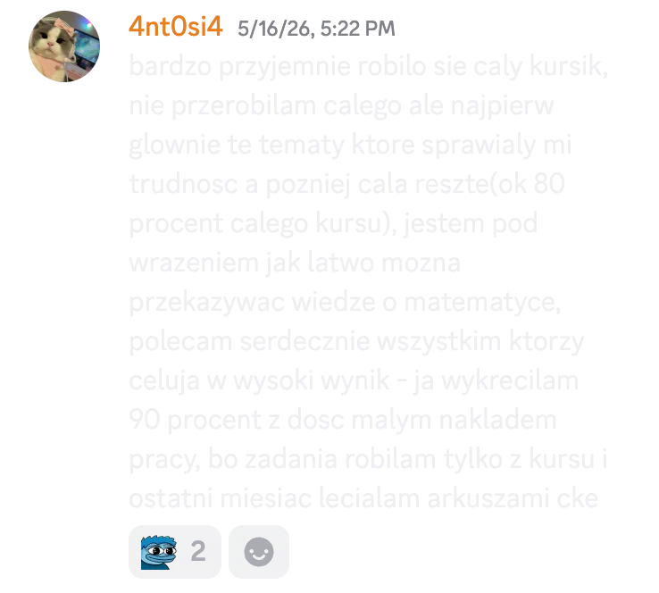 Opinia kursanta o kursie do matury rozszerzonej nr 16