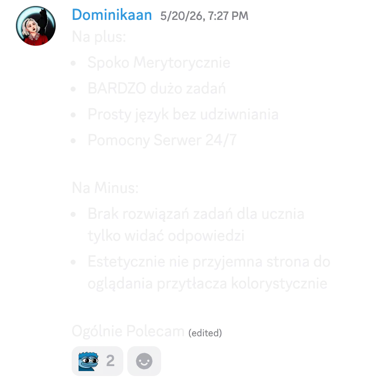 Opinia kursanta o kursie do matury rozszerzonej nr 15