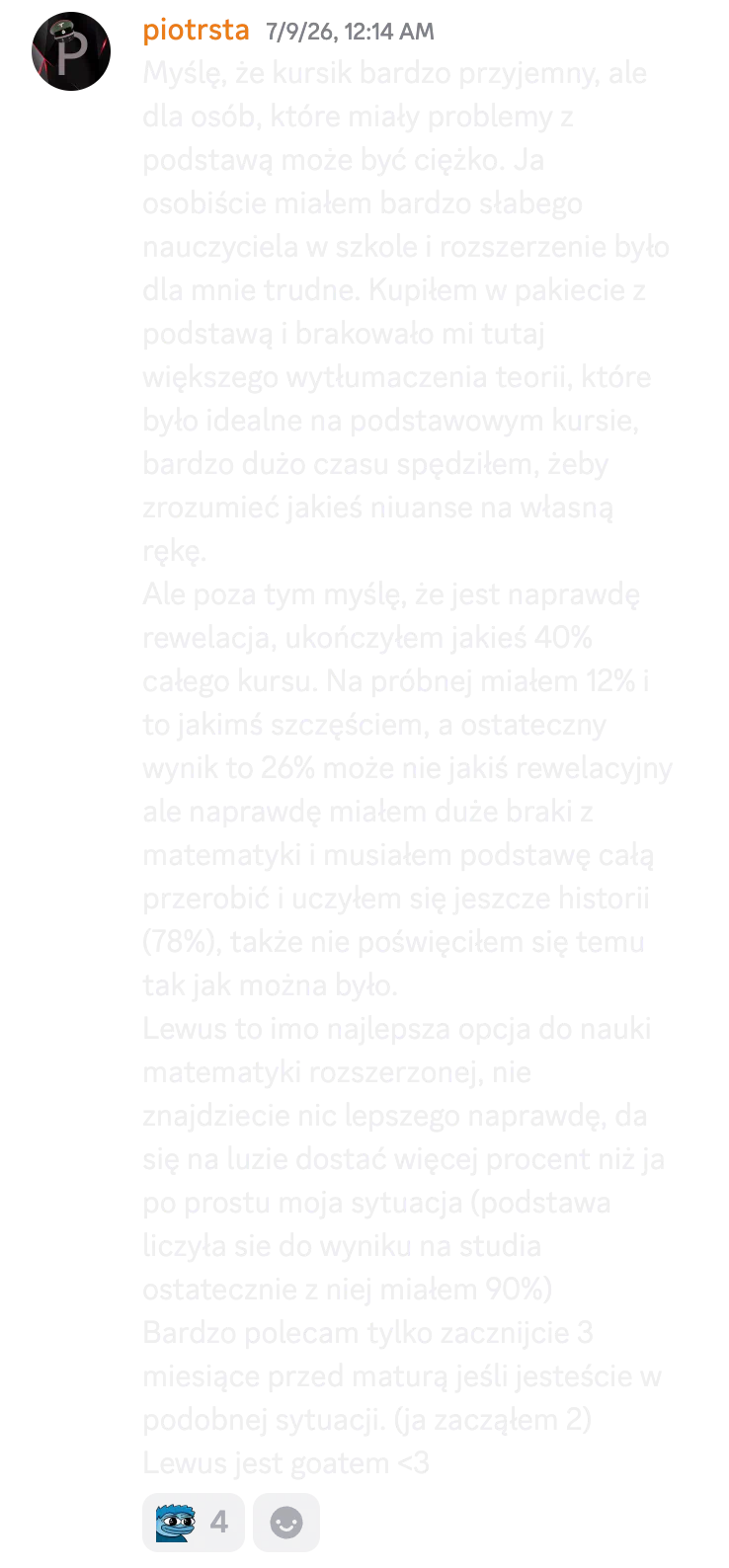 Opinia kursanta o kursie do matury rozszerzonej nr 13